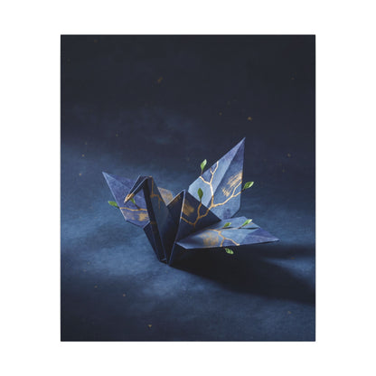 Kintsugi Paper Fold in Moonlight | Crackle Gold Canvas Art