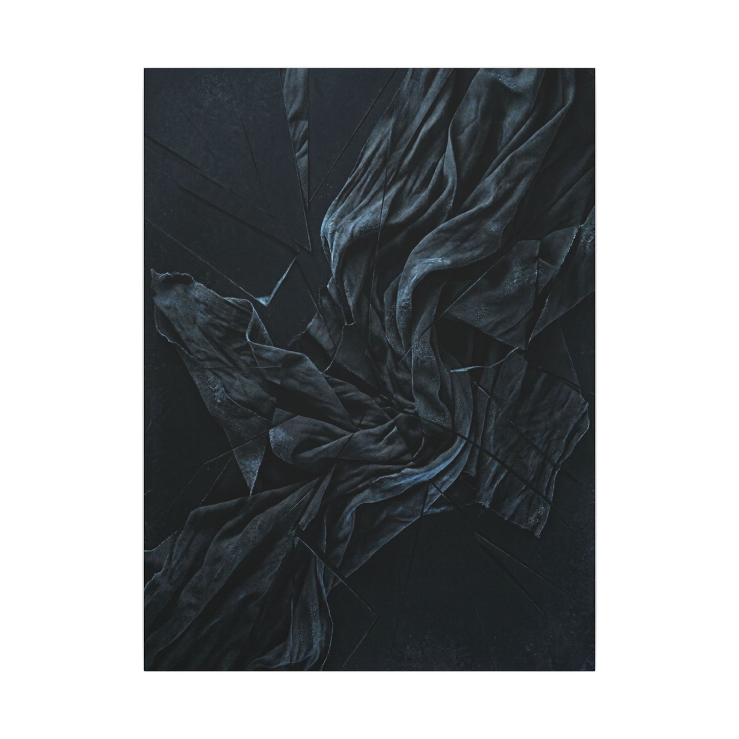 Dark Japandi Silk Drape in Moonlight | Moody Minimal Canvas Art
