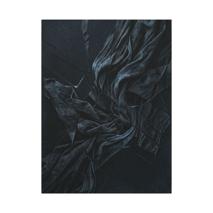 Dark Japandi Silk Drape in Moonlight | Moody Minimal Canvas Art