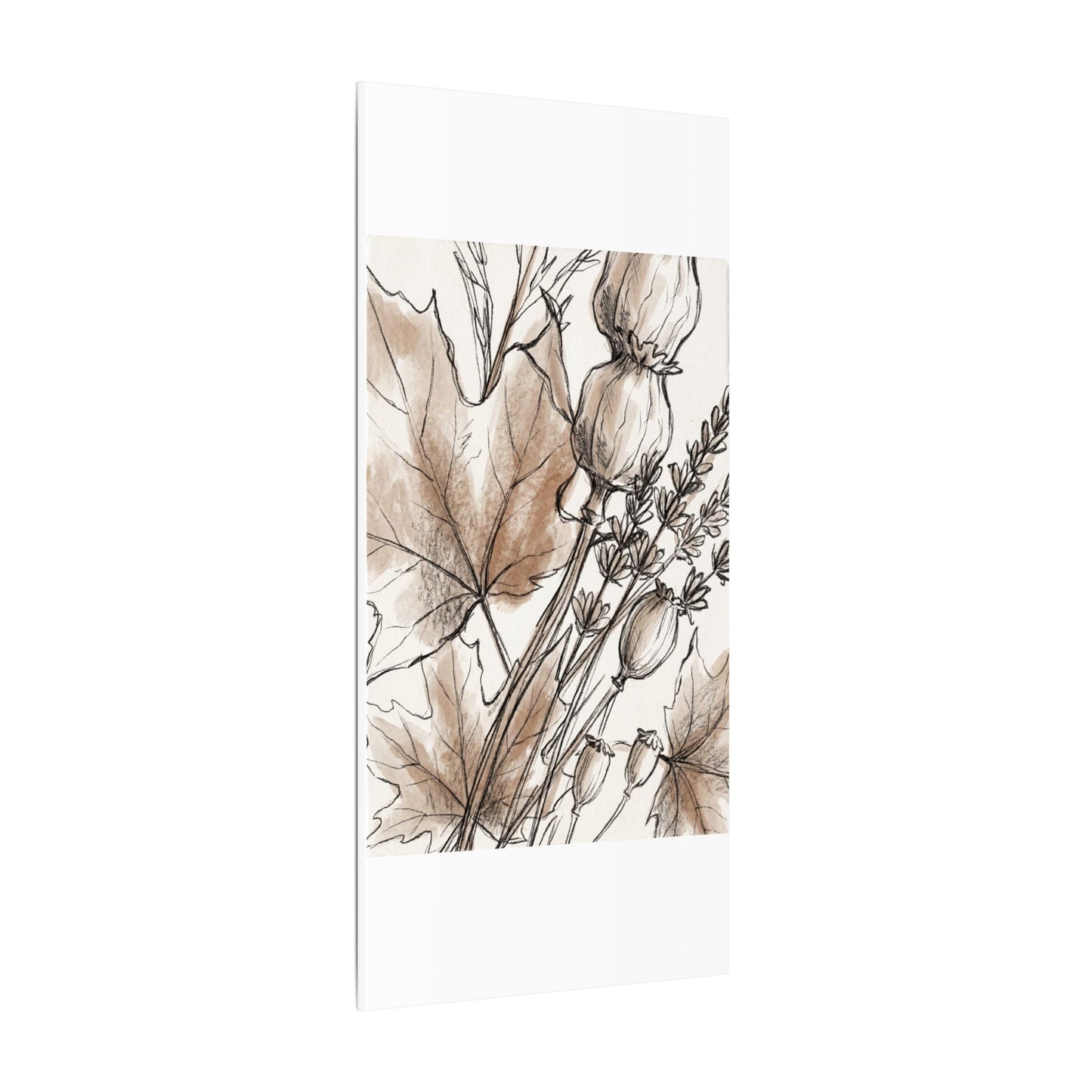 Neutral Dried Flowers Canvas Art - Minimal Line Japandi