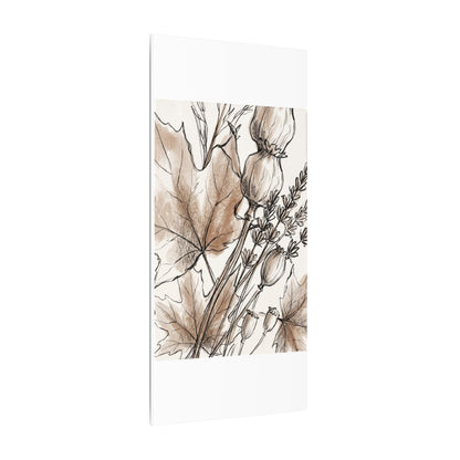 Neutral Dried Flowers Canvas Art - Minimal Line Japandi