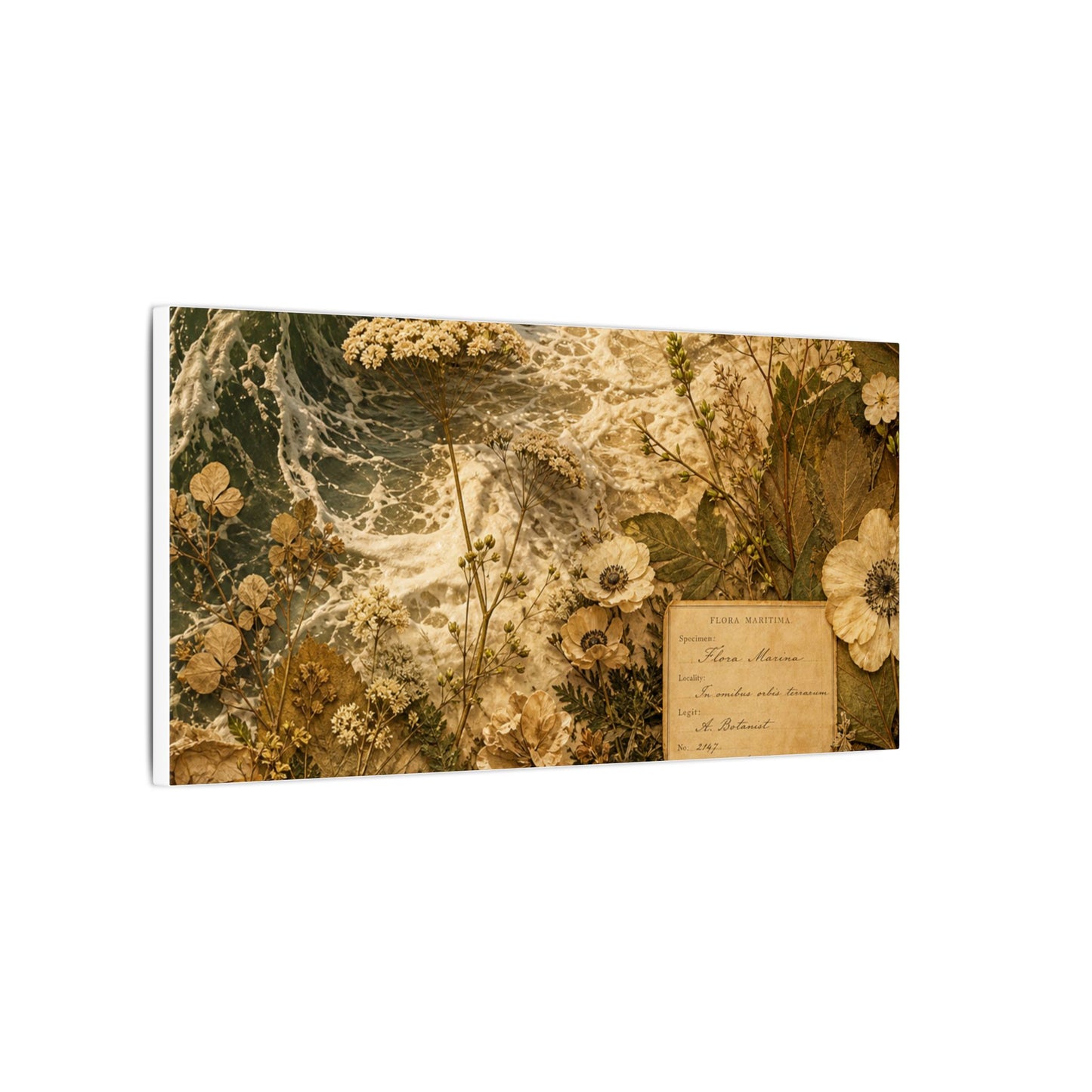 Spring Ocean Wave Herbarium Canvas Art | Nostalgic Decor