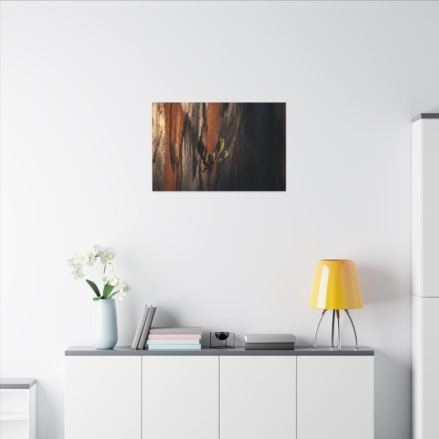 Rust Patina Charcoal Ink Canvas Art | Moody Dark Japandi Art