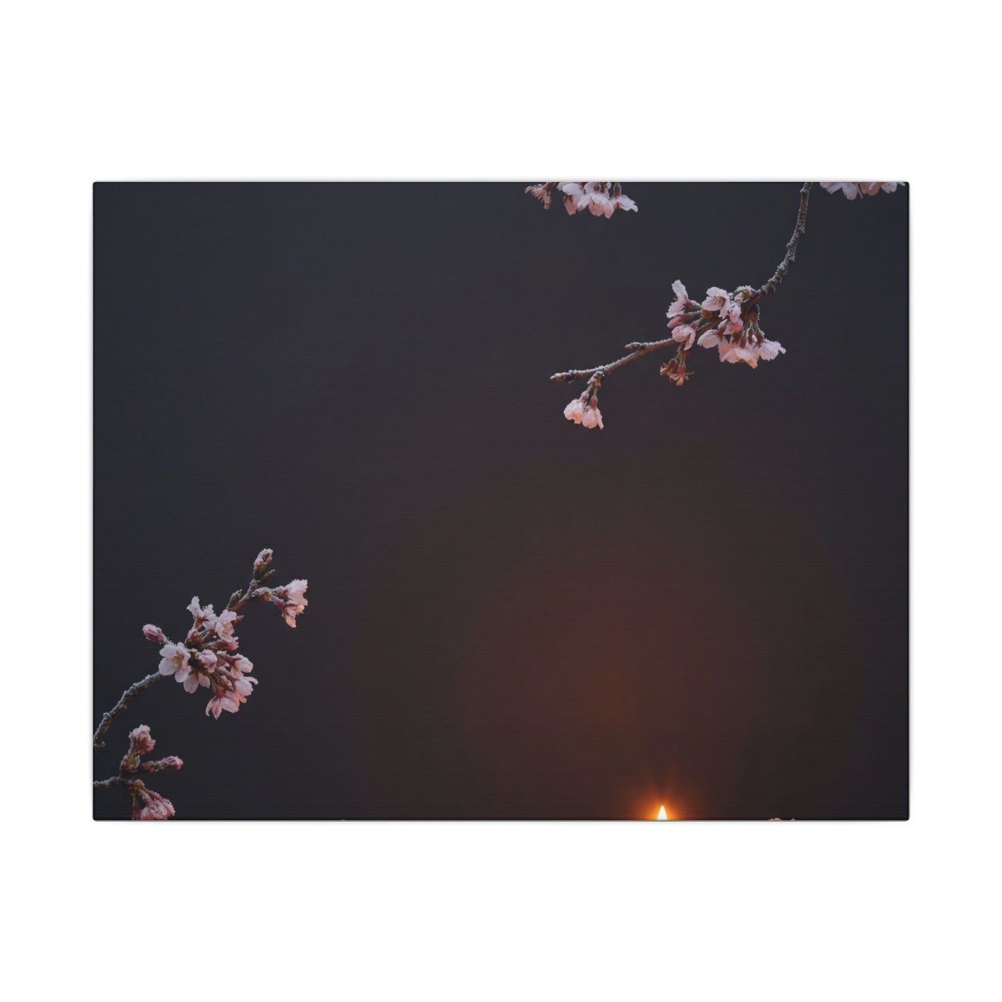 Dark Japandi Cherry Blossom in Candlelight | Moody Minimal Canvas Art Art Print