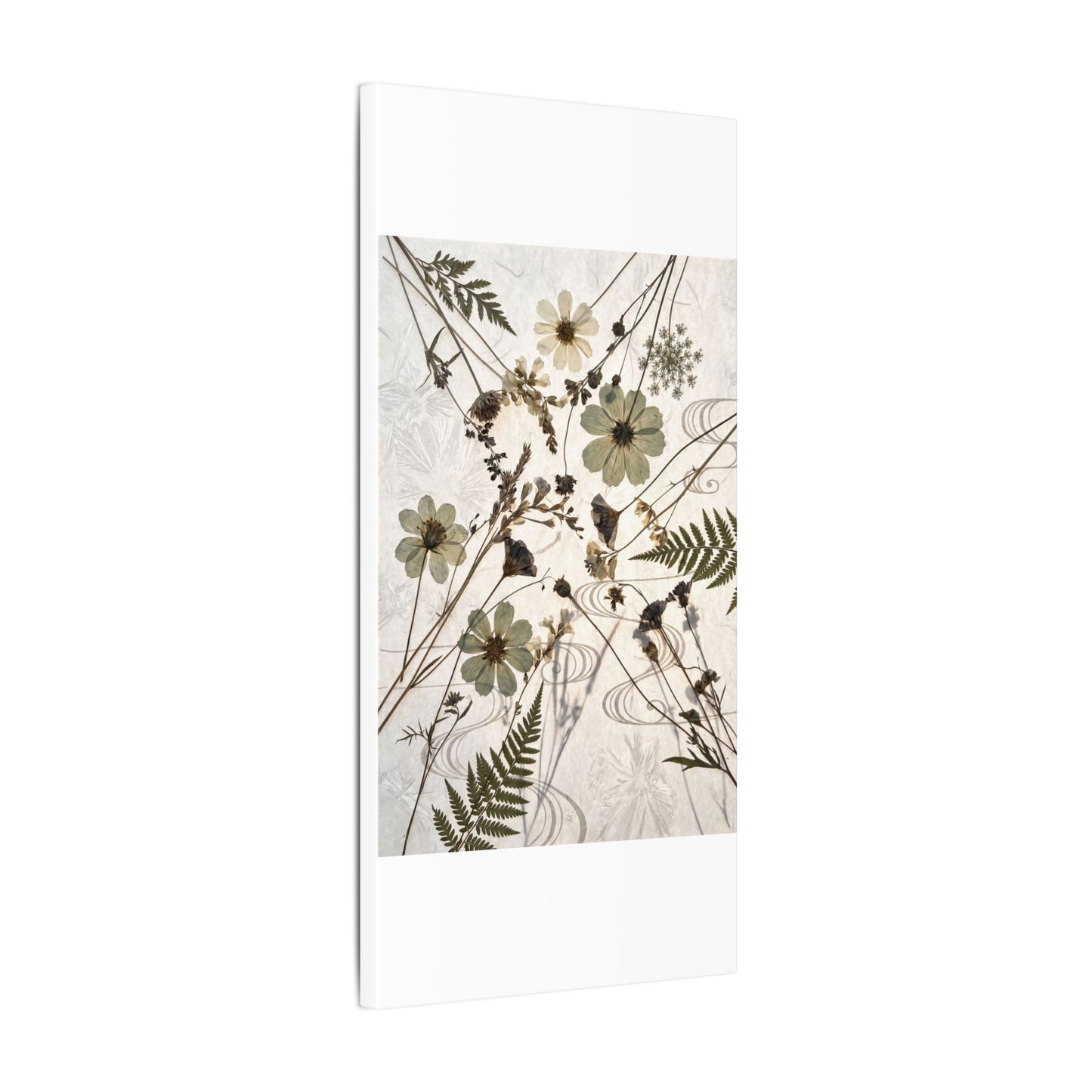 Japandi Dried Flowers in Golden Hour | Japanese Pattern Canvas Art