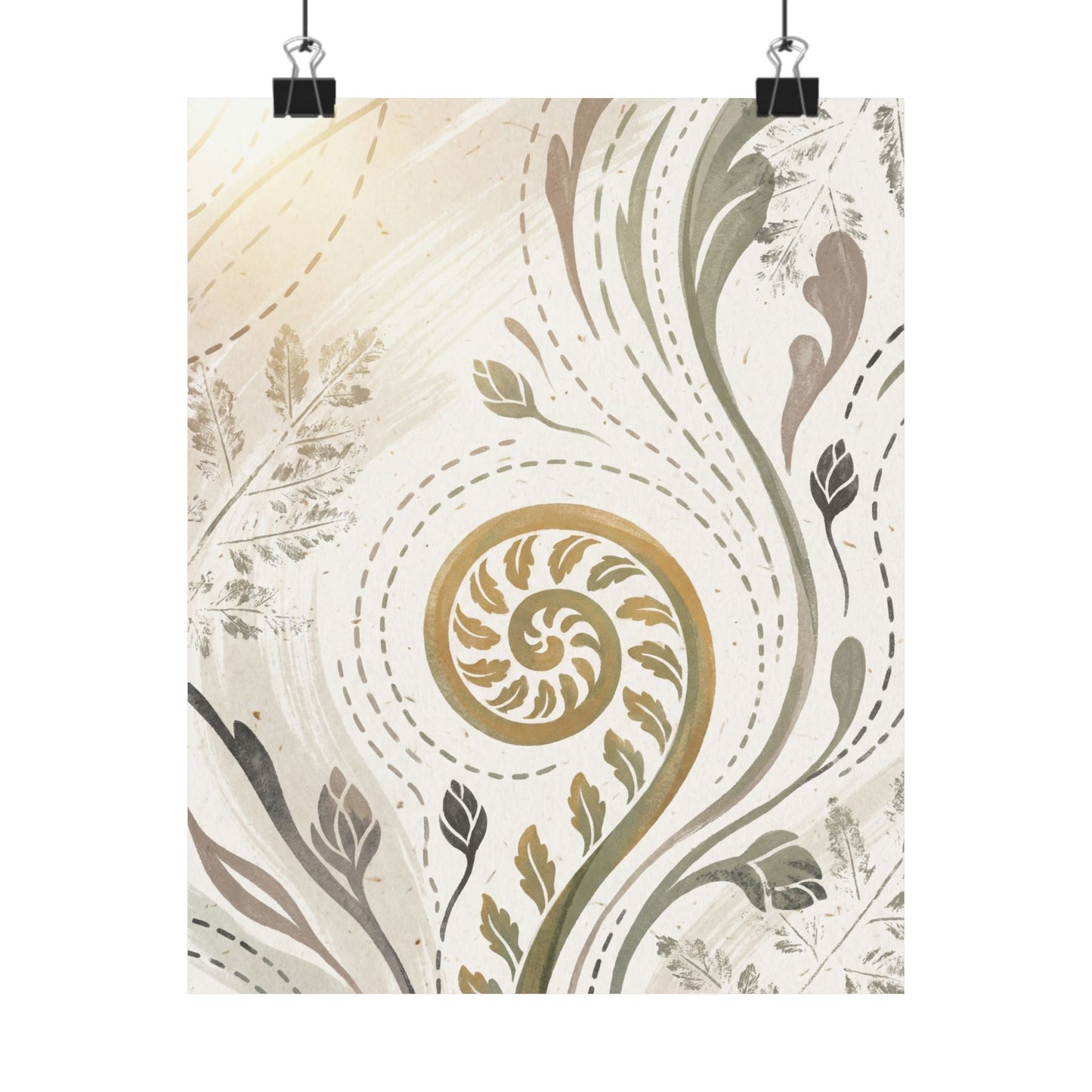 Fern Unfurling Wall Art Print | Spring Japandi Japanese Pattern Art Art Print