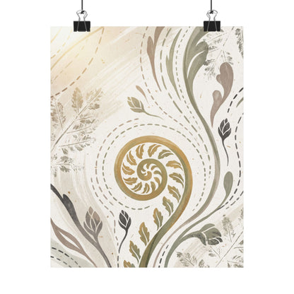 Fern Unfurling Wall Art Print | Spring Japandi Japanese Pattern Art Art Print