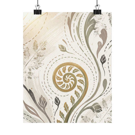Fern Unfurling Wall Art Print | Spring Japandi Japanese Pattern Art Art Print