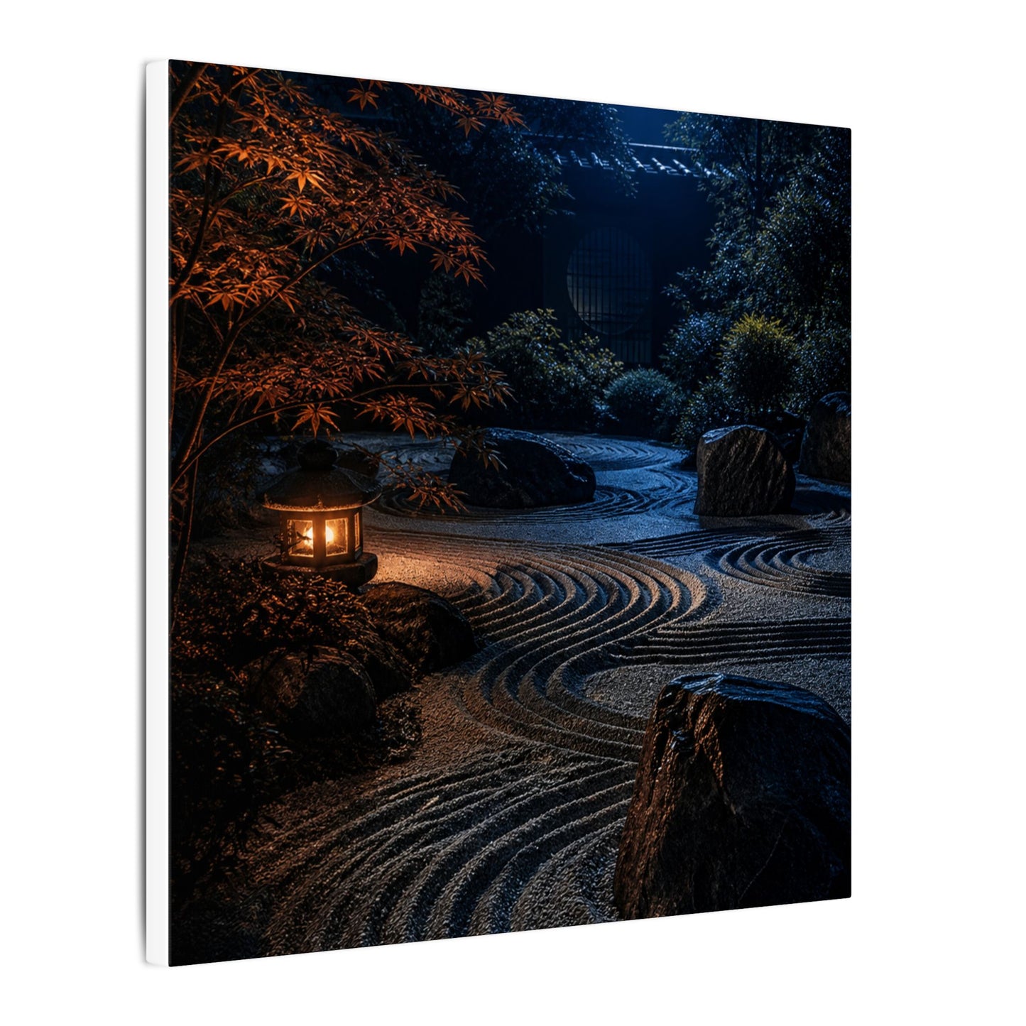 Summer Rock Garden Shadow Zen Canvas Art | Moody Decor