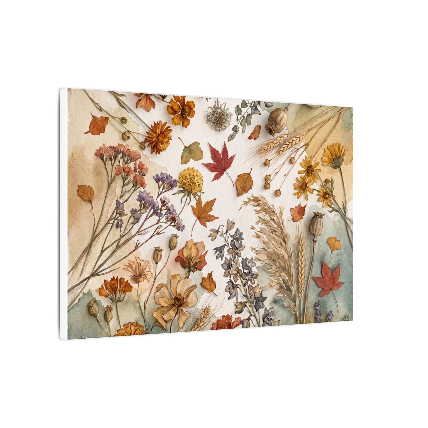 Dried Flowers Canvas Art | Autumn Japandi Watercolor Art