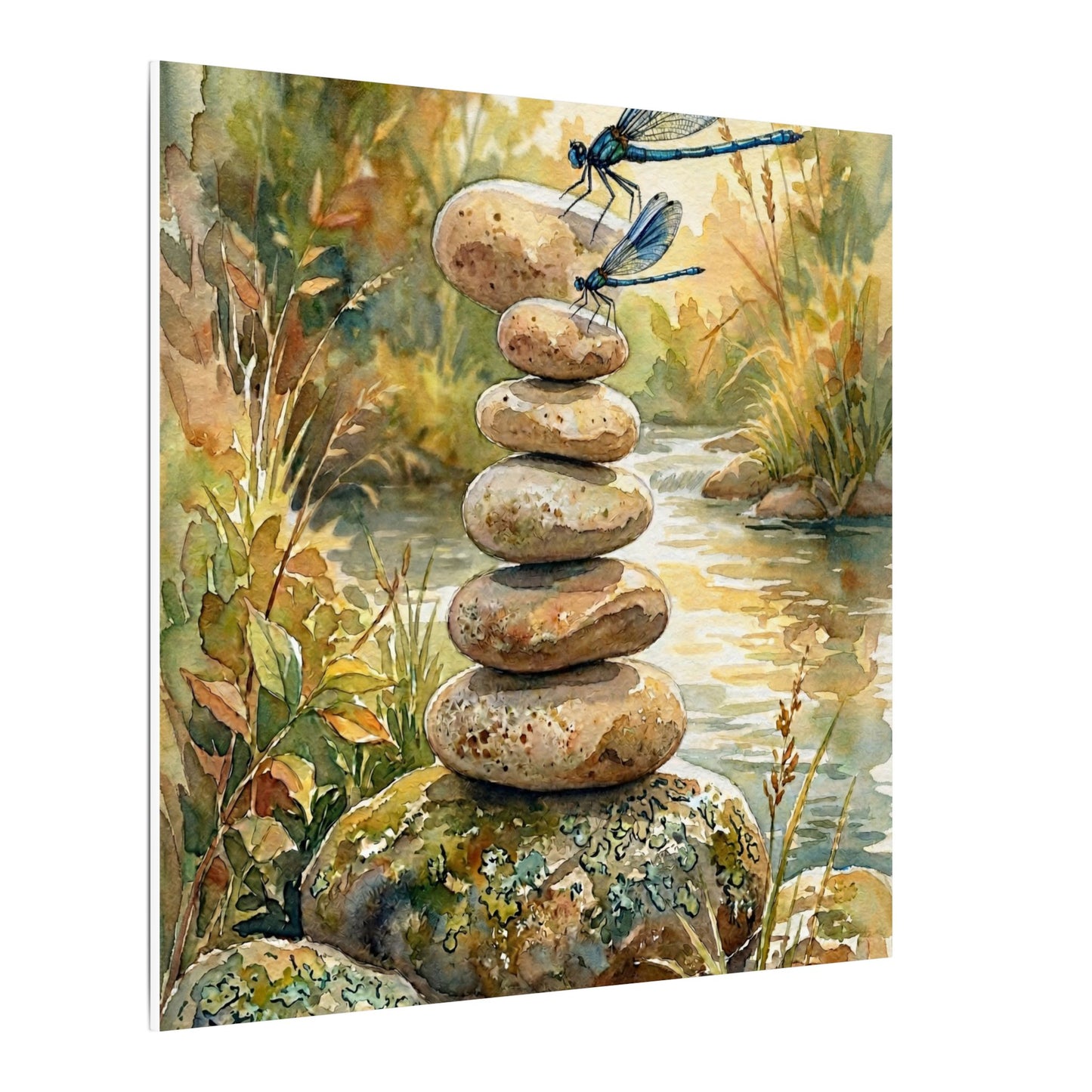 River Stones Summer Canvas Art | Japandi Cozy Design
