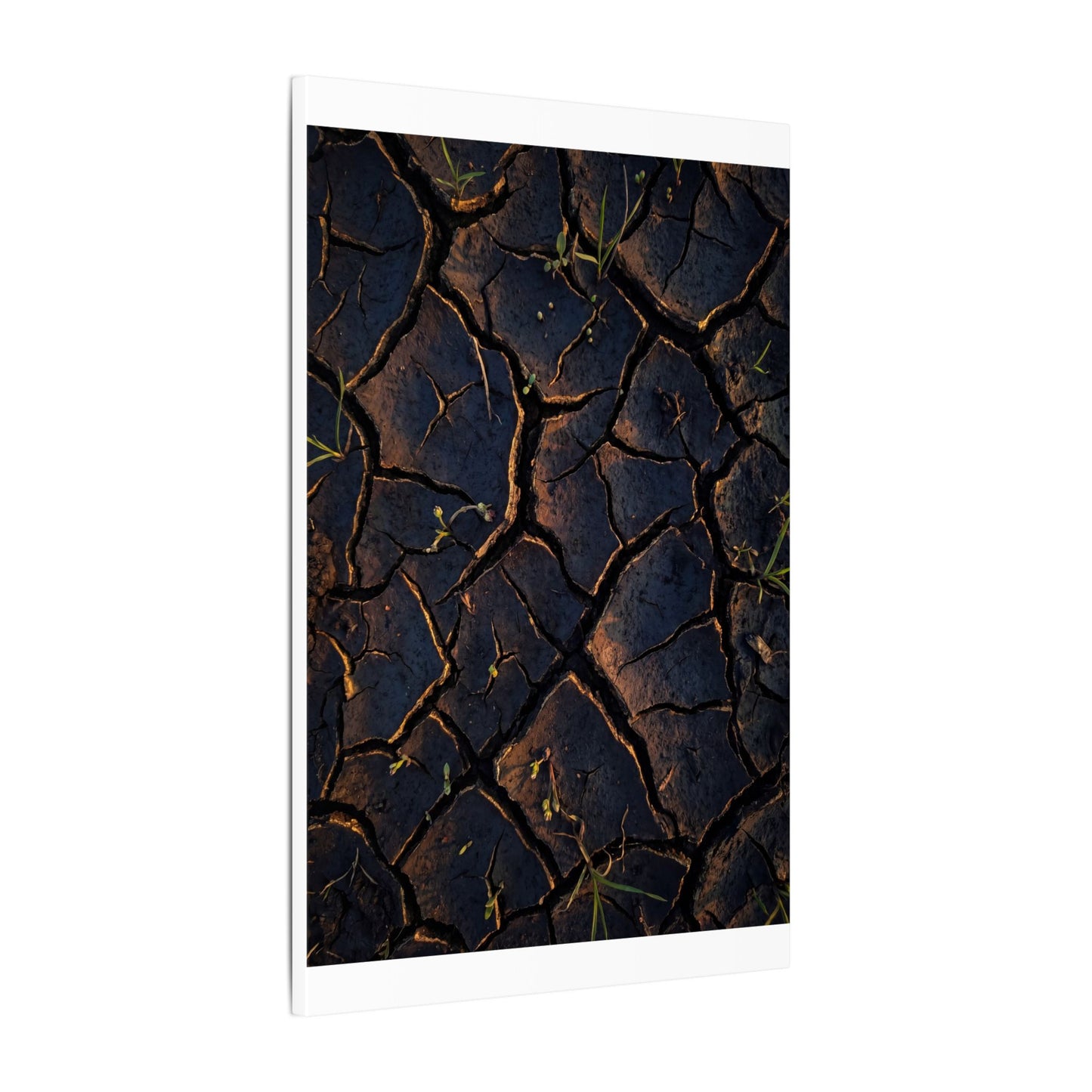 Cracked Earth Moody Minimal Canvas Art | Luxurious Dark Japandi Art