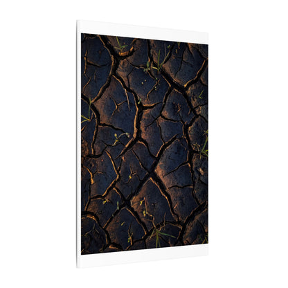 Cracked Earth Moody Minimal Canvas Art | Luxurious Dark Japandi Art