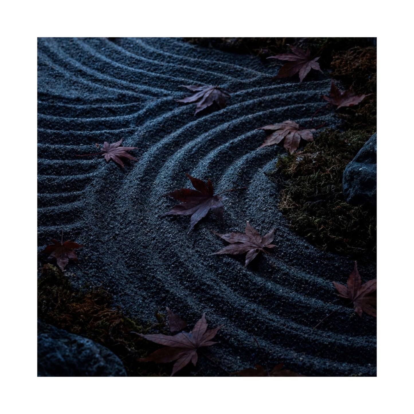 Autumn Rock Garden Dark Texture Wall Art Print | Moody Decor
