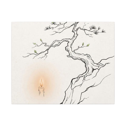 Candlelight Pine Tree Canvas Art - Japandi Shibui