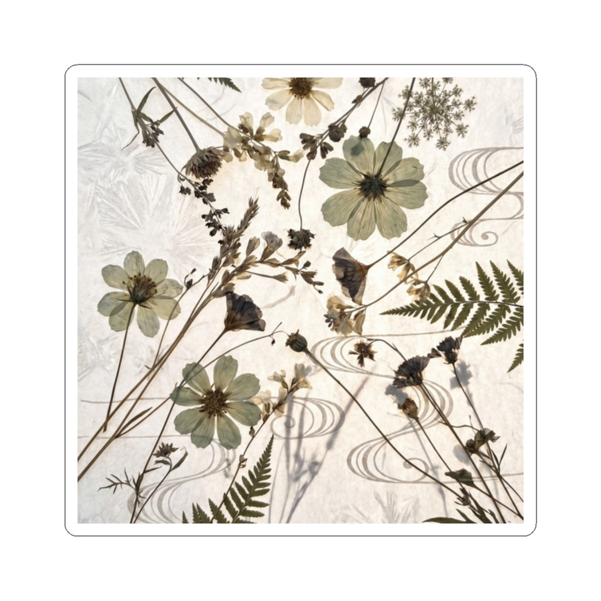 Dried Flowers Winter Sticker | Japandi Earthy Design Art Print