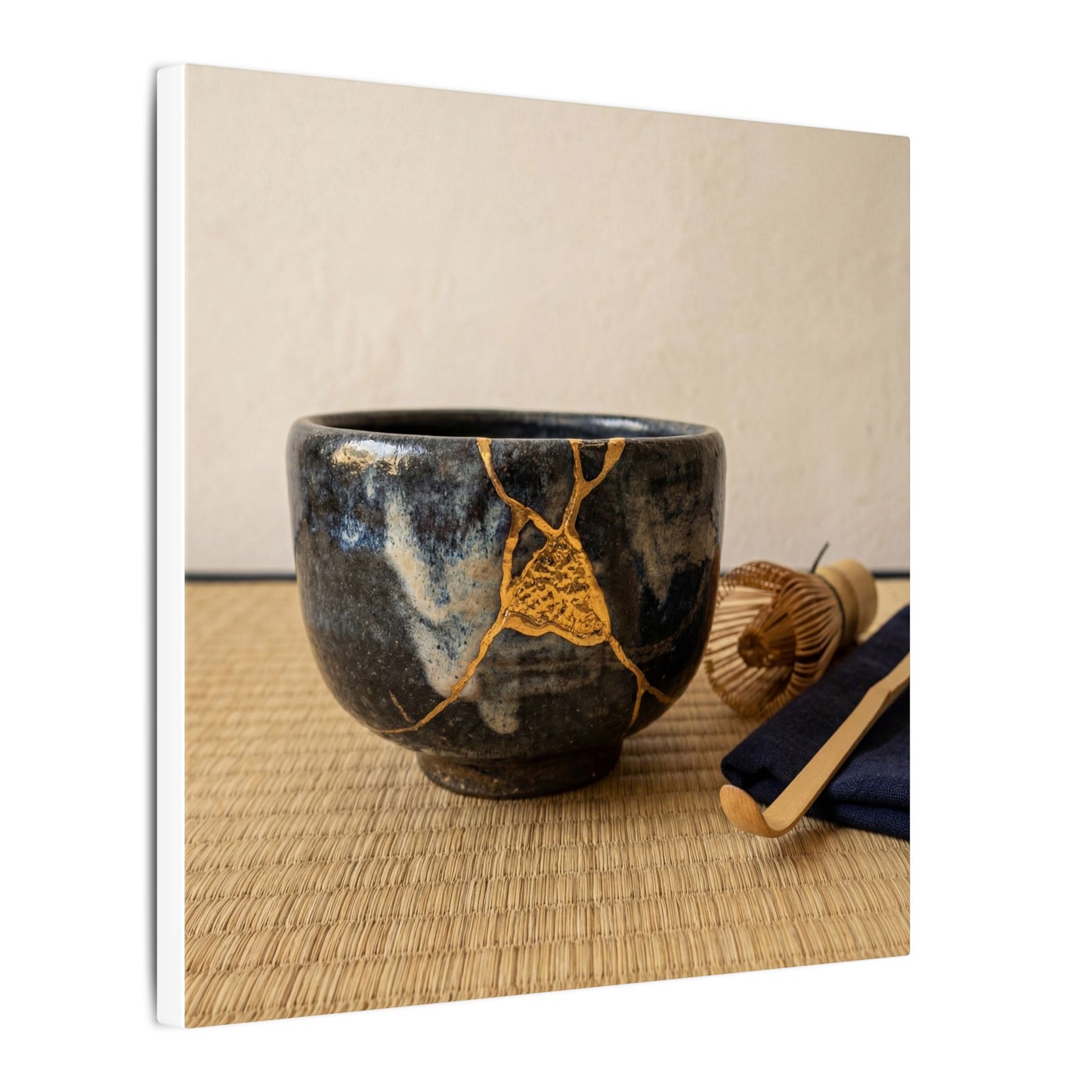 Kanso Tea Ceremony Canvas Art - Kintsugi Gold Vein