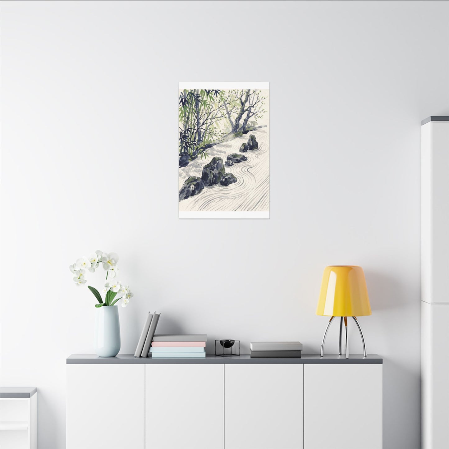 Dappled Rock Garden Canvas Art - Zen Mono No Aware