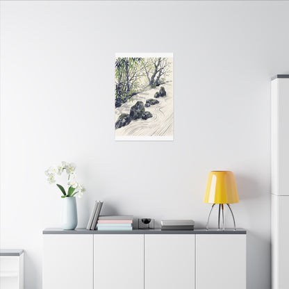 Dappled Rock Garden Canvas Art - Zen Mono No Aware