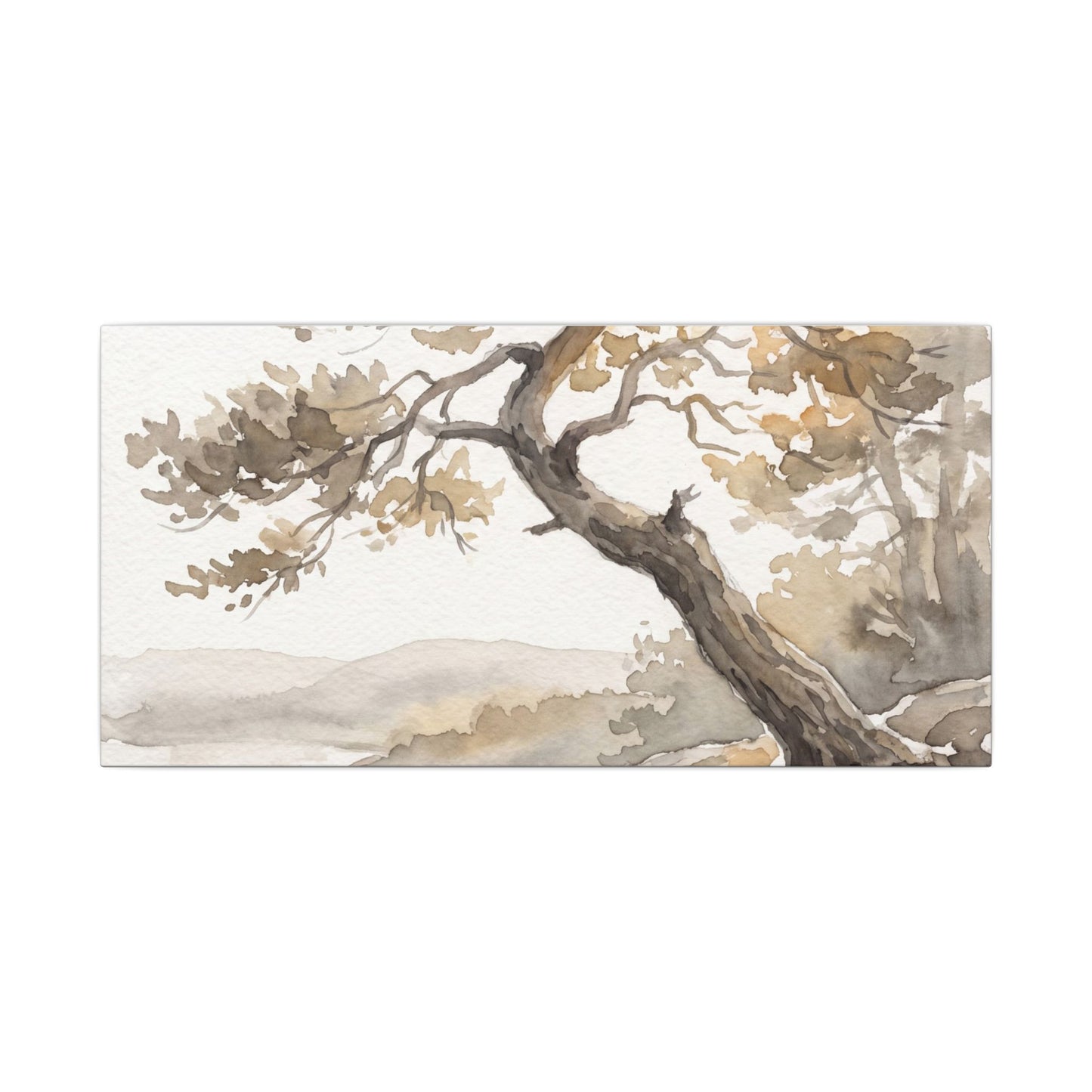 Pine Tree Watercolor Canvas Art | Elegant Japandi Art