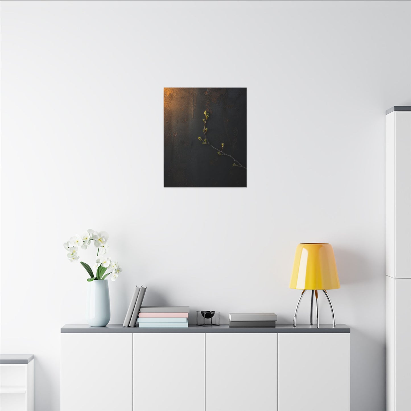 Dark Japandi Rust Patina in Golden Hour | Moody Minimal Canvas Art
