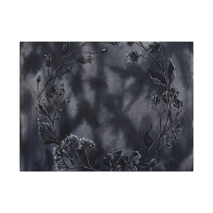 Dried Flowers Canvas Art | Winter Dark Japandi Shadow Zen Art Art Print