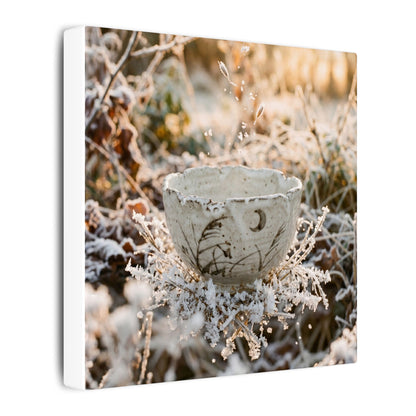 Japandi Ceramic Bowl in Golden Hour | Japanese Pattern Canvas Art