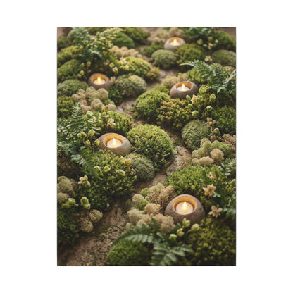 Moss Close Up Japanese Pattern Canvas Art | Neutral Japandi Art