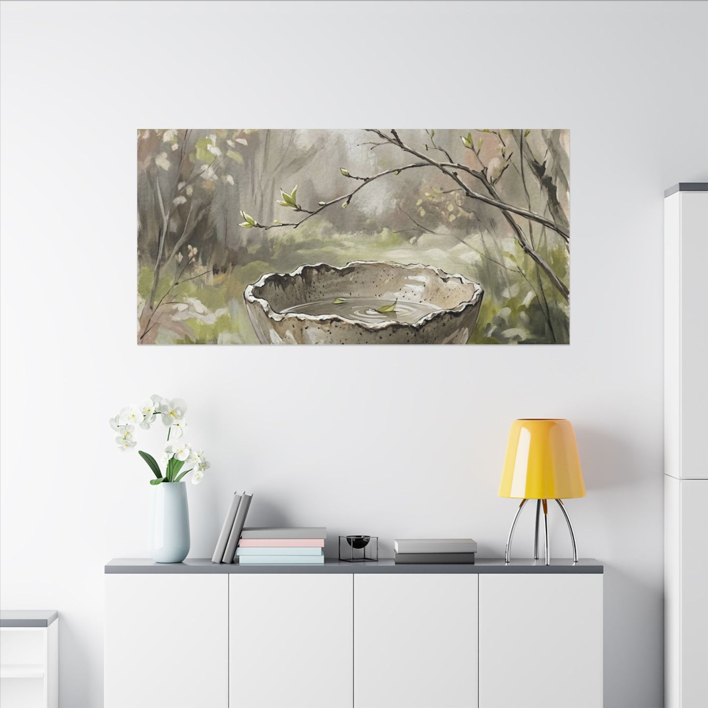 Japandi Ceramic Bowl in Overcast | Minimal Line Canvas Art