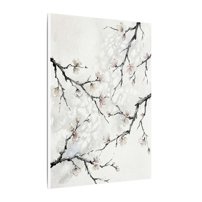 Cherry Blossom Canvas Art | Winter Japandi Watercolor Art