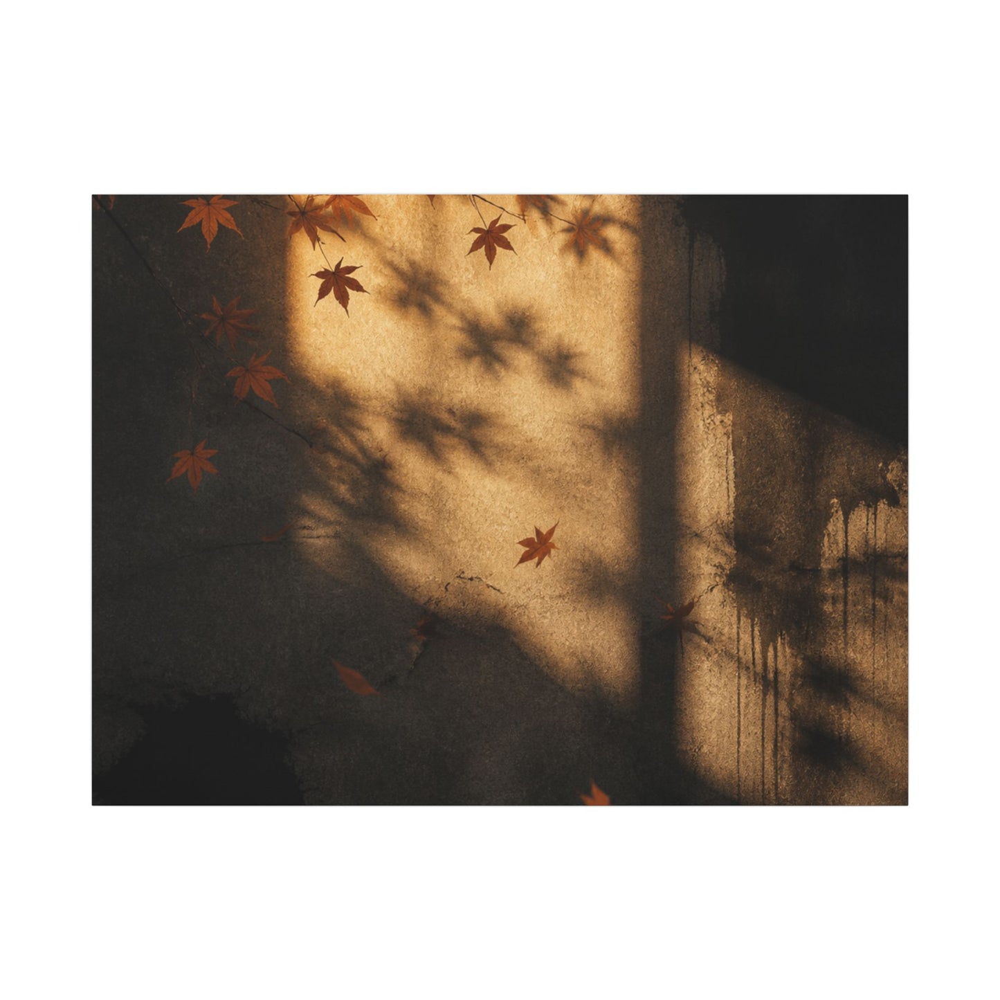 Shadow Play Canvas Art | Autumn Dark Japandi Charcoal Ink Art