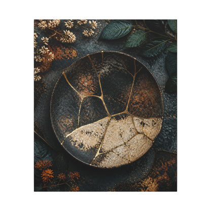 Kintsugi Rust Patina in Dawn | Gold Repair Canvas Art