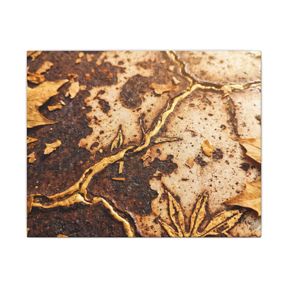 Kintsugi Rust Patina in Golden Hour | Gold Vein Canvas Art