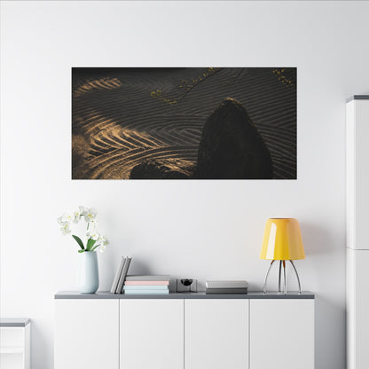 Ma Rock Garden Canvas Art - Dark Japandi Shadow Zen