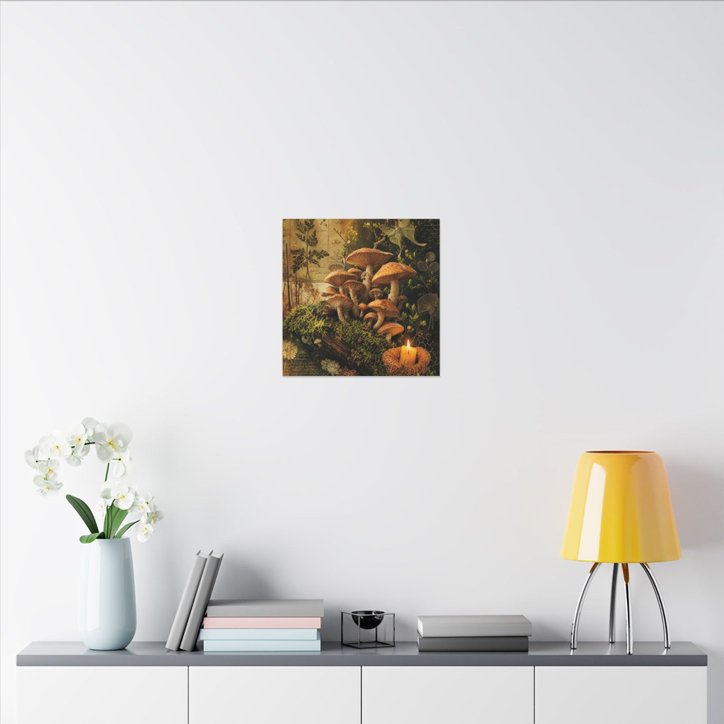 Spring Wild Mushrooms Herbarium Canvas Art | Earthy Decor