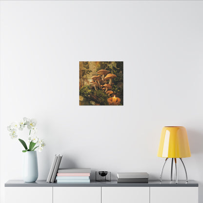 Spring Wild Mushrooms Herbarium Canvas Art | Earthy Decor