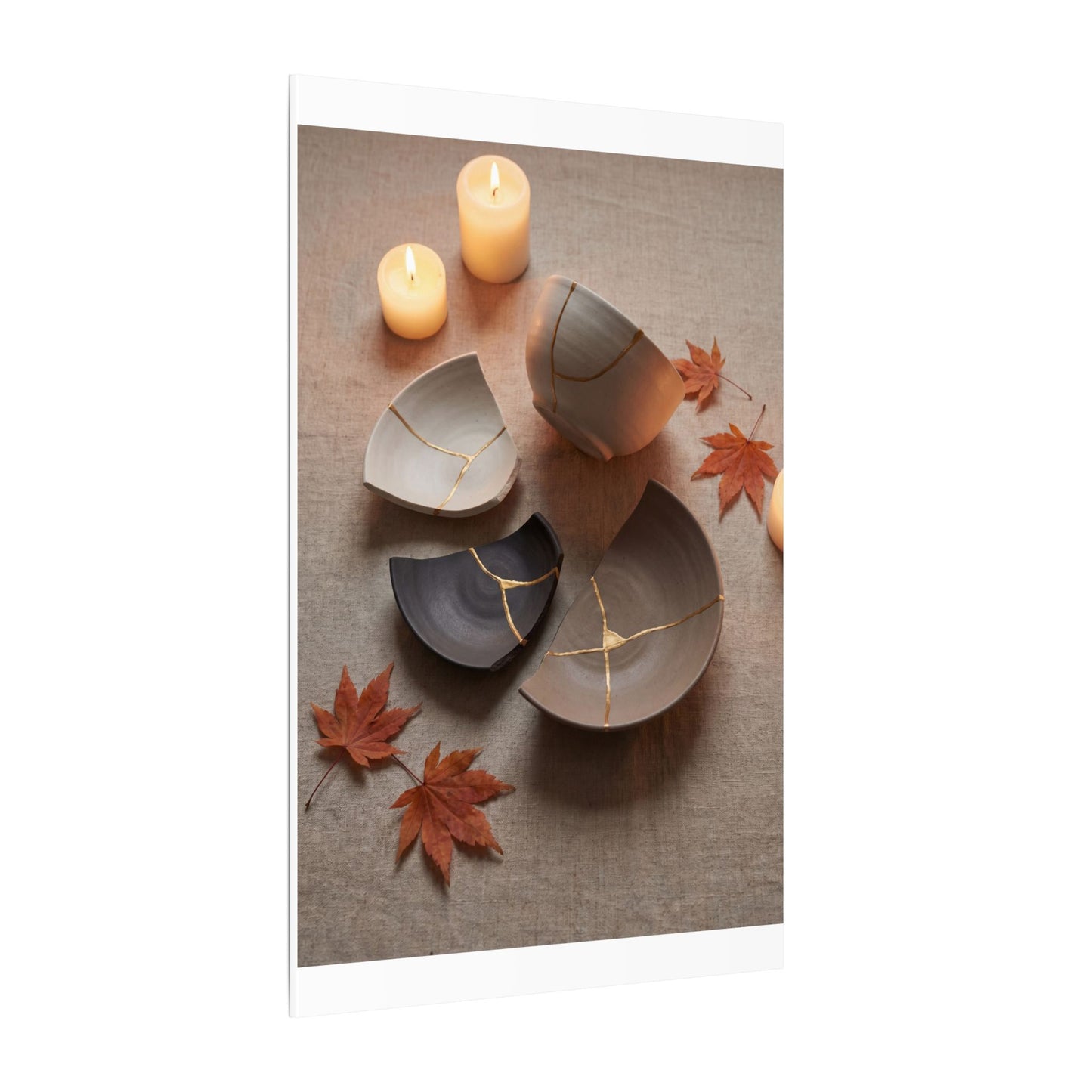 Candlelight Broken Pottery Canvas Art - Japandi Ma