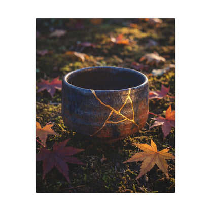 Kanso Moonlit Garden Canvas Art - Kintsugi Gold Repair