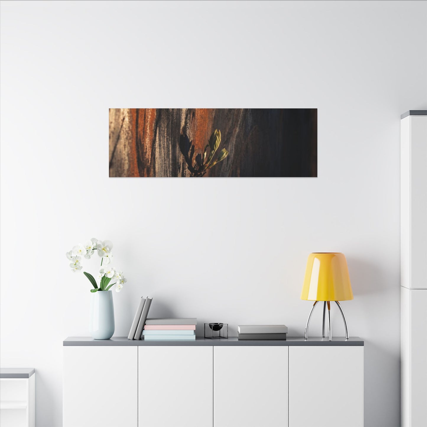 Rust Patina Charcoal Ink Canvas Art | Moody Dark Japandi Art