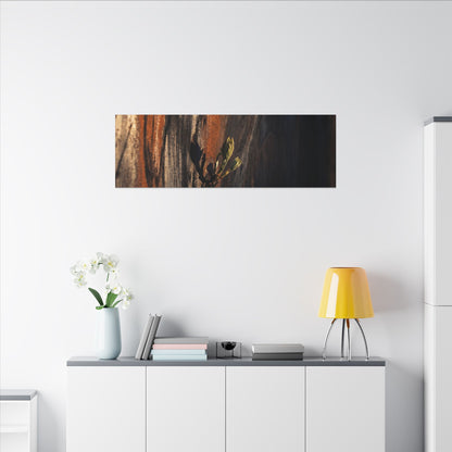Rust Patina Charcoal Ink Canvas Art | Moody Dark Japandi Art