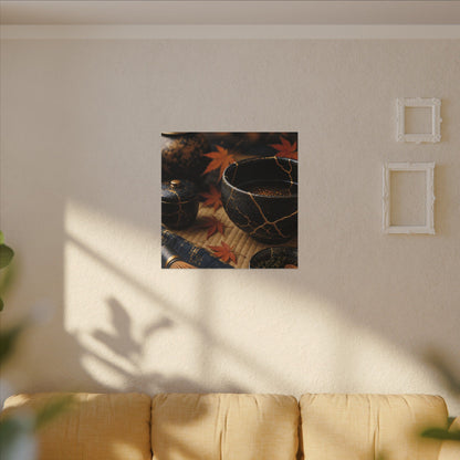 Seijaku Tea Ceremony Canvas Art - Kintsugi Gold Repair