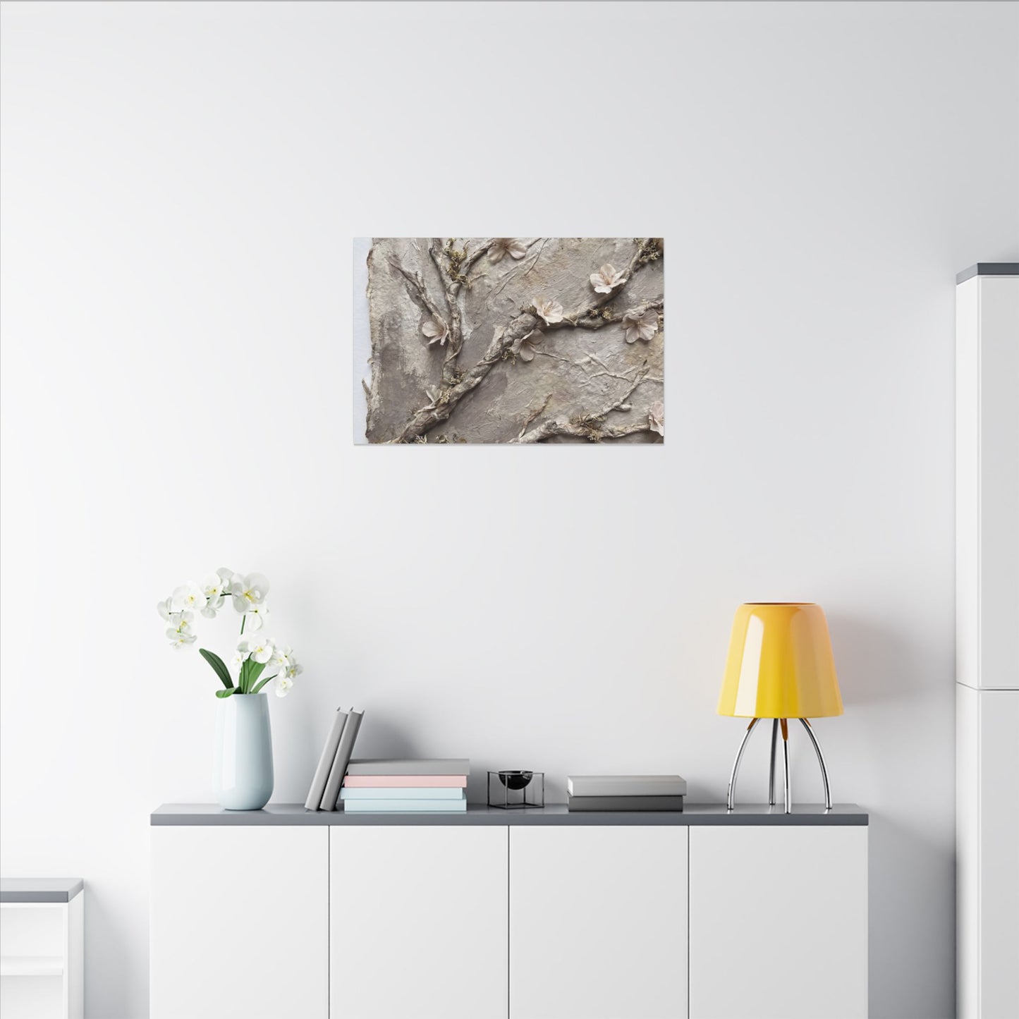Summer Cherry Blossom Texture Canvas Art | Earthy Decor