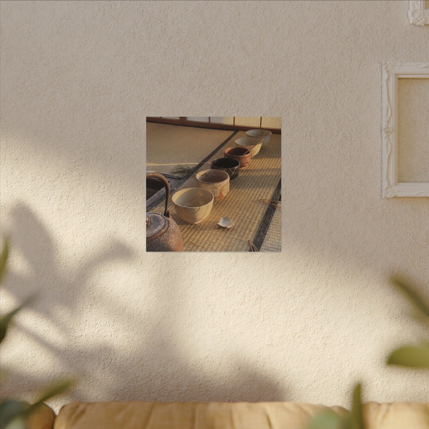 Kintsugi Tea Ceremony in Golden Hour | Gold Repair Canvas Art