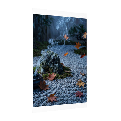 Autumn Incense Smoke Karesansui Canvas Art | Calm Decor