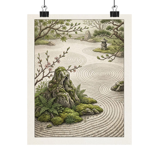 Rustic Rock Garden Wall Art Print - Vintage Botanical Cottagecore