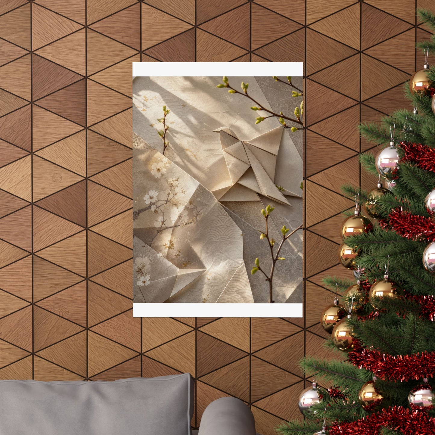 Spring Paper Fold Japanese Pattern Wall Art Print | Warm Decor