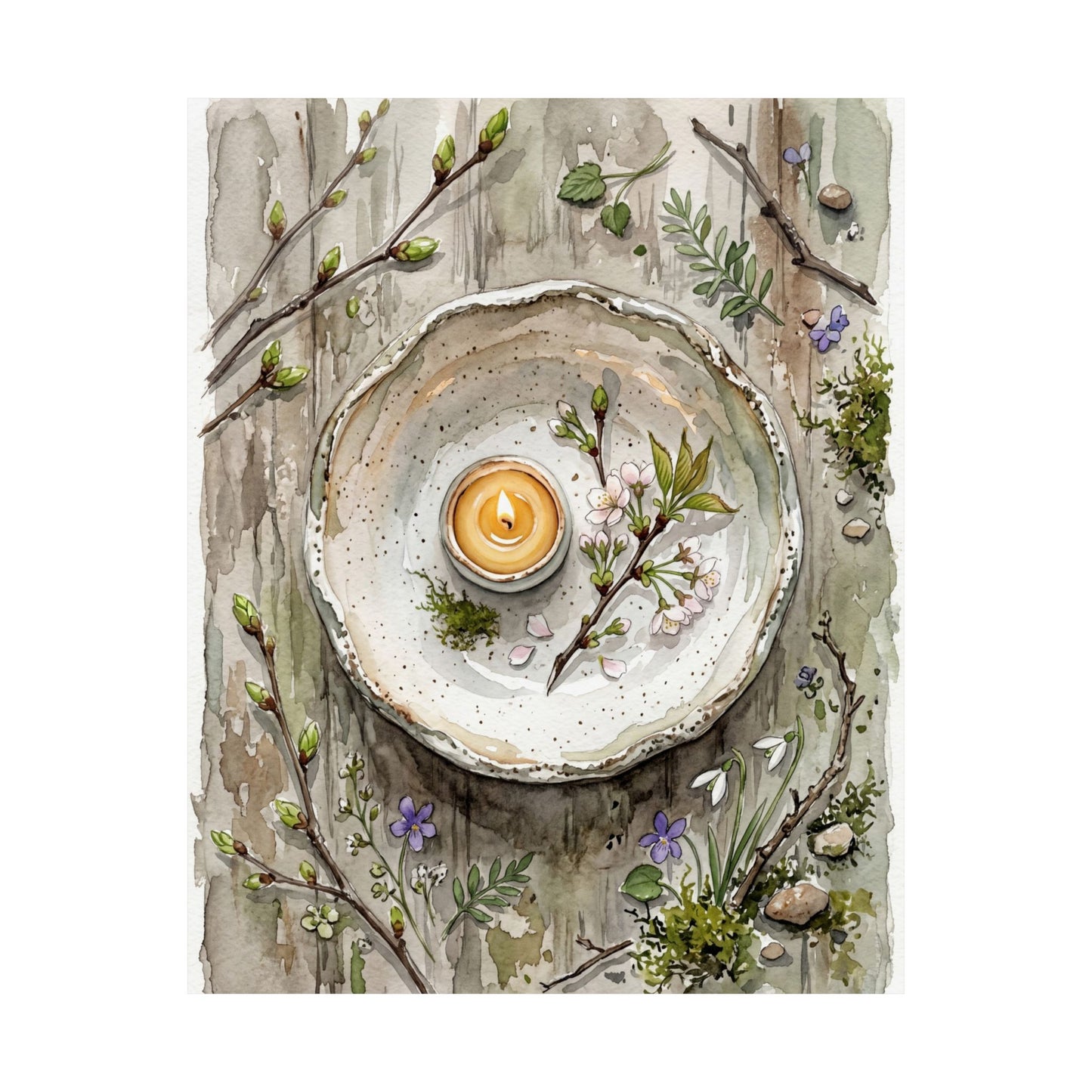 Spring Ceramic Bowl Watercolor Wall Art Print | Elegant Decor