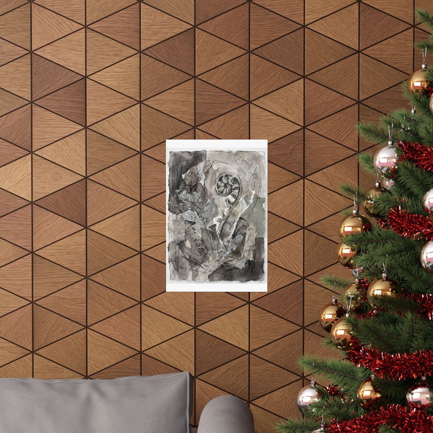 Mono No Aware Fern Unfurling Wall Art Print - Japandi Texture