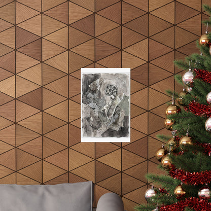 Mono No Aware Fern Unfurling Wall Art Print - Japandi Texture