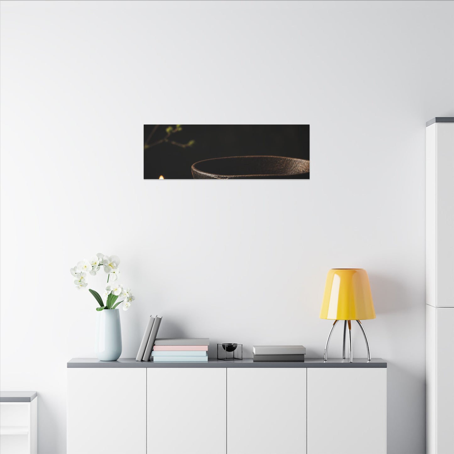 Moody Ceramic Bowl Canvas Art - Shadow Zen Dark Japandi